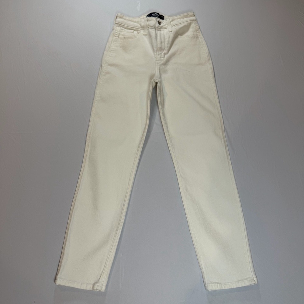 Hollister California Ultra High Rise Mom Jeans Off-White‎ Vintage Stretch w25Reg